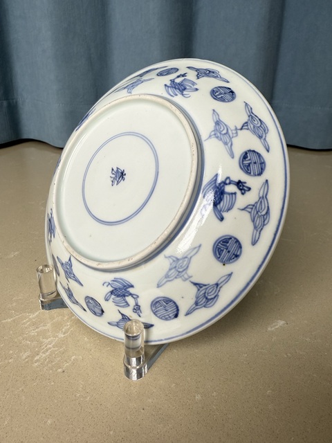 古玩陶瓷日本江戶青花云鶴紋盤真品鑒賞圖