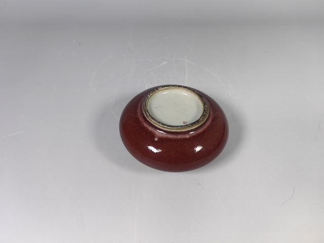 古玩陶瓷清中晚均紅釉飛碟水盂真品鑒賞圖