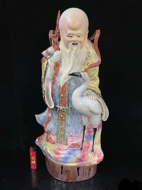 古玩陶瓷民國大號壽星塑像拍賣，當前價格688元