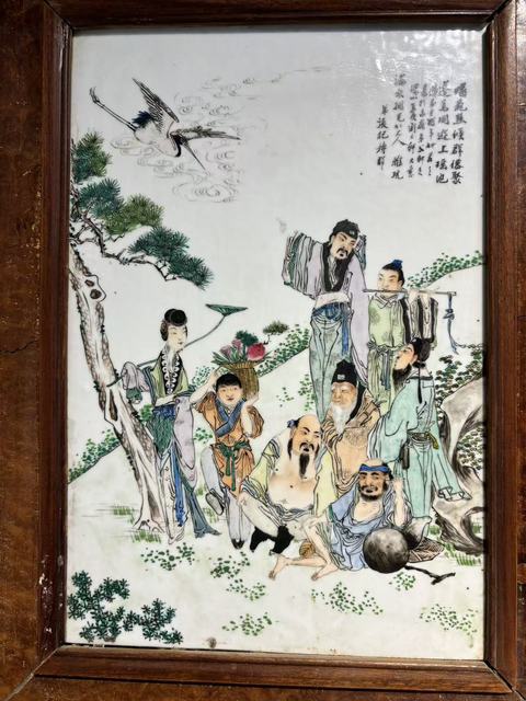 古玩陶瓷油粉彩人物故事紋瓷板真品鑒賞圖