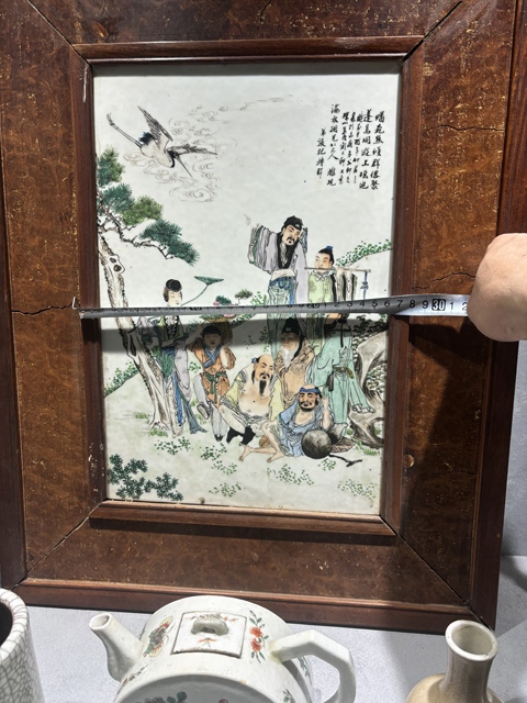 古玩陶瓷油粉彩人物故事紋瓷板真品鑒賞圖