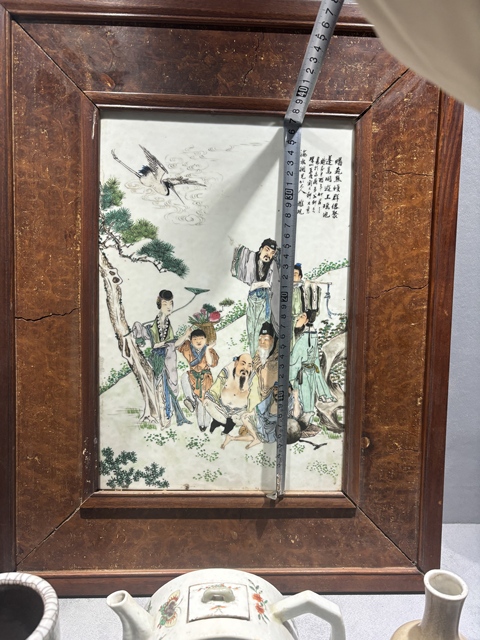 古玩陶瓷油粉彩人物故事紋瓷板真品鑒賞圖