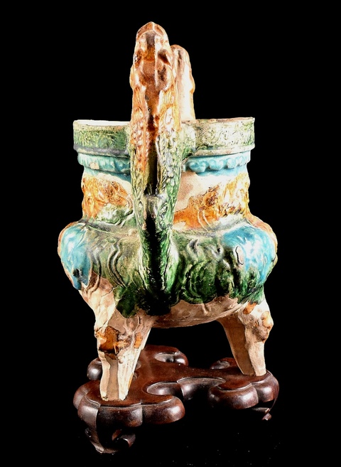 古玩陶瓷元末明初山西三彩爐真品鑒賞圖