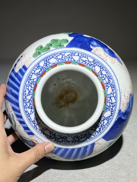 古玩陶瓷青花五彩人物故事蓋罐真品鑒賞圖