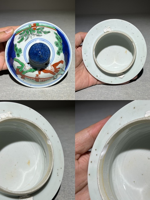 古玩陶瓷青花五彩人物故事蓋罐真品鑒賞圖