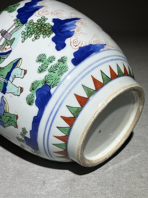 古玩陶瓷青花五彩人物故事蓋罐真品鑒賞圖