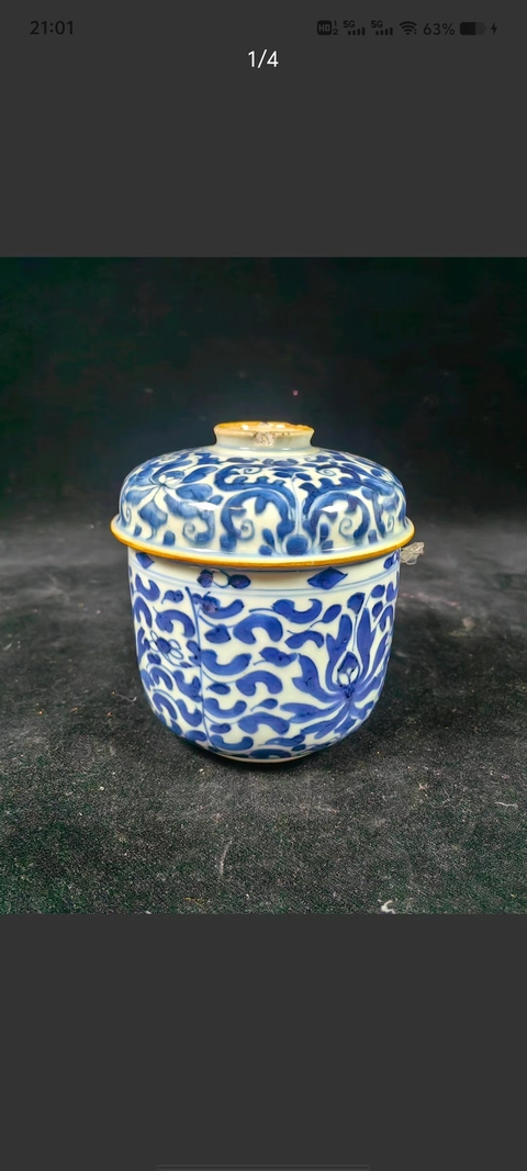 古玩陶瓷康熙青花蓋盅真品鑒賞圖