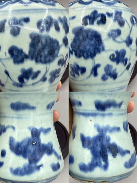 古玩陶瓷明中期 青花花卉紋梅瓶真品鑒賞圖