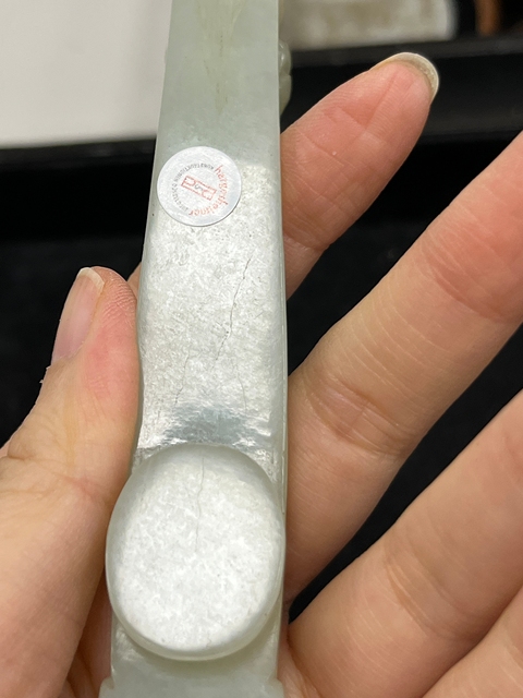 古玩玉器玉龍首摩羯帶鉤真品鑒賞圖