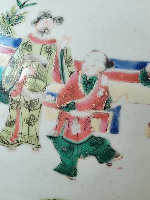 古玩陶瓷粉彩人物故事紋西瓜罐真品鑒賞圖