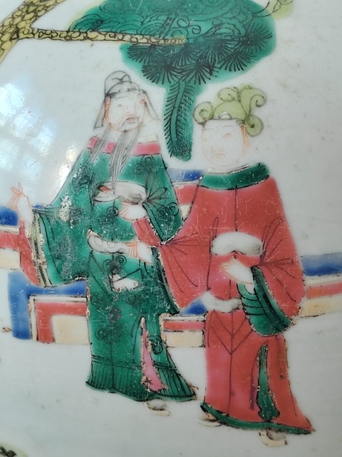 古玩陶瓷粉彩人物故事紋西瓜罐真品鑒賞圖