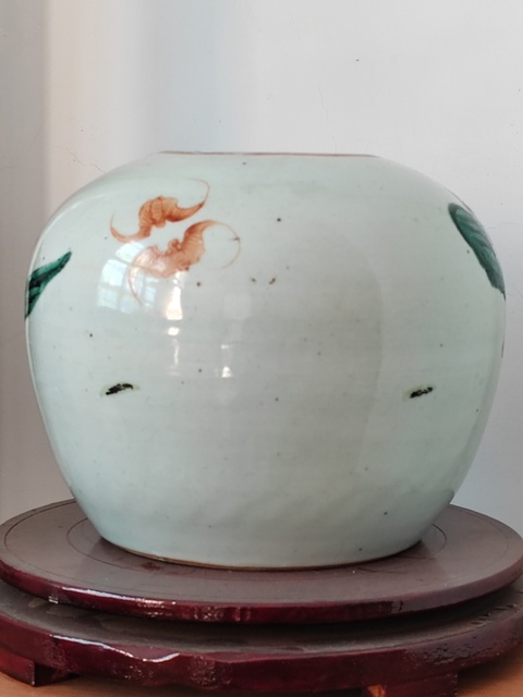 古玩陶瓷粉彩人物故事紋西瓜罐真品鑒賞圖