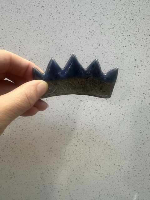 古玩陶瓷藍釉印花五指筆山真品鑒賞圖