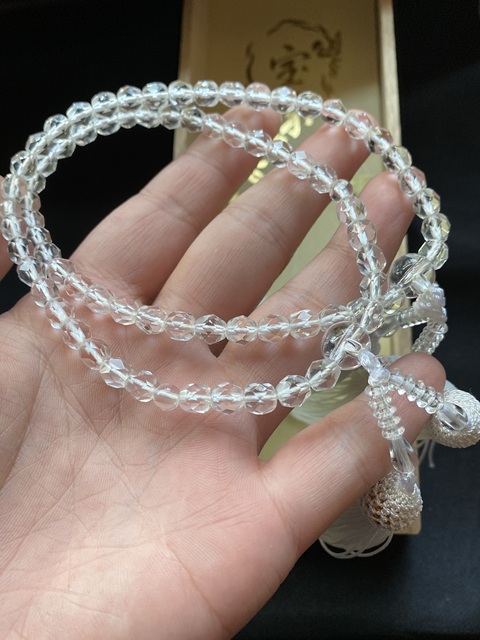 古玩玉器兩串“正絹房”回流中古高檔天然水晶手持拍賣，當前價格1200元