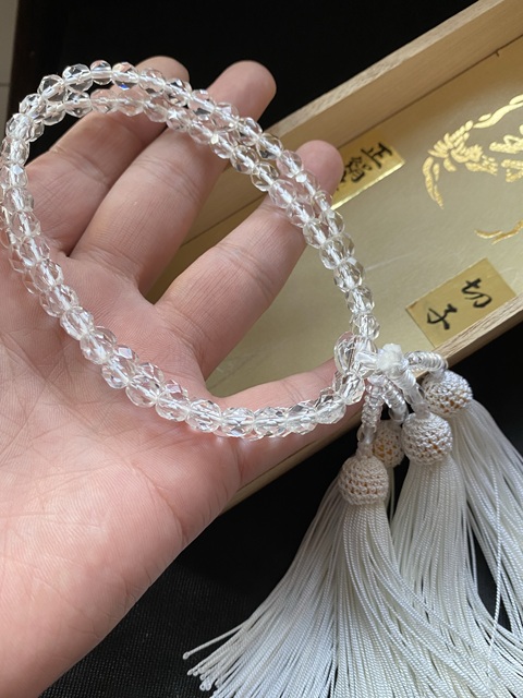 古玩玉器兩串“正絹房”回流中古高檔天然水晶手持拍賣，當前價格1200元