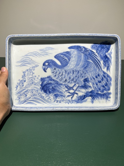 古玩陶瓷大展宏圖青花托盤真品鑒賞圖