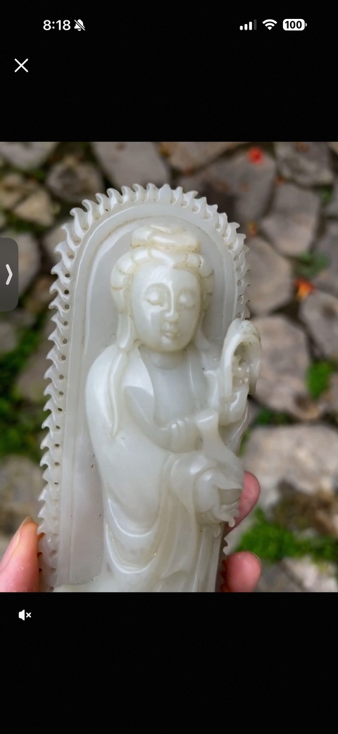 古玩玉器觀音擺件真品鑒賞圖