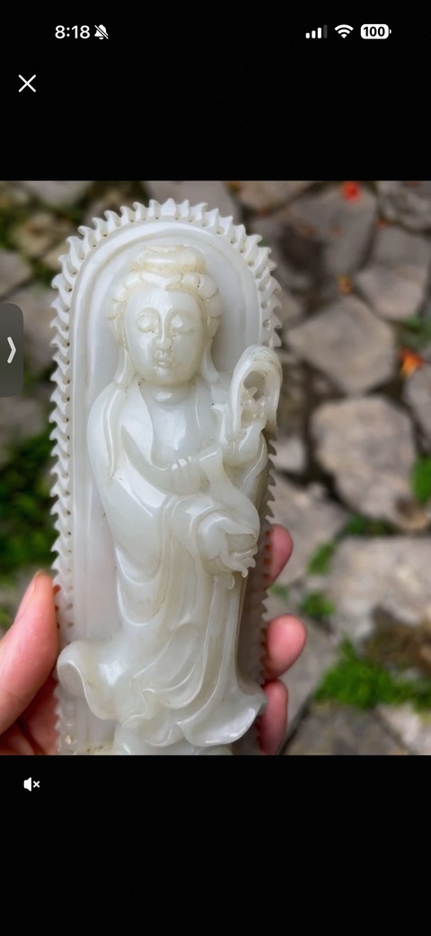 古玩玉器觀音擺件真品鑒賞圖