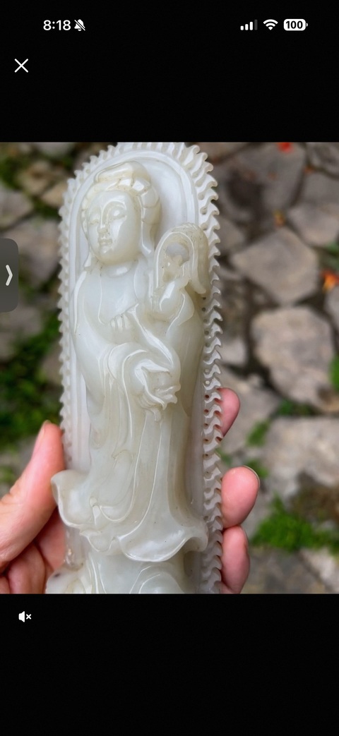 古玩玉器觀音擺件真品鑒賞圖