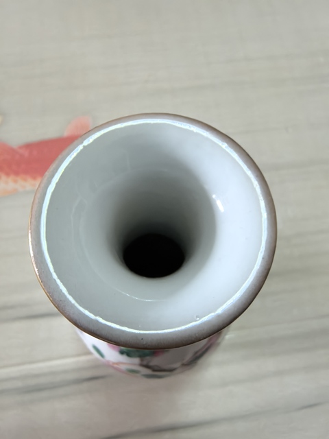 古玩陶瓷粉彩花鳥紋玉壺春瓶真品鑒賞圖