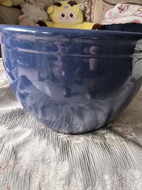 古玩陶瓷霽藍釉案缸，注意品相真品鑒賞圖