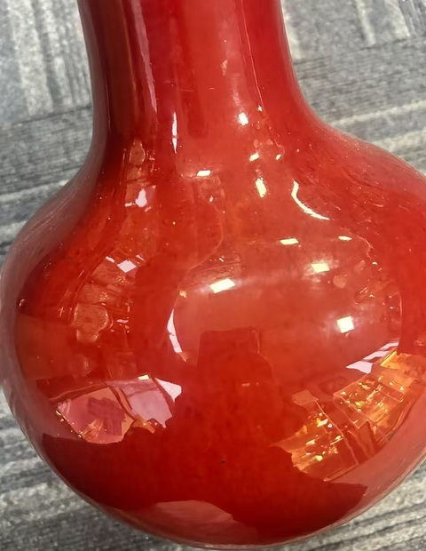 古玩陶瓷清晚期 郎窯紅釉天球瓶真品鑒賞圖