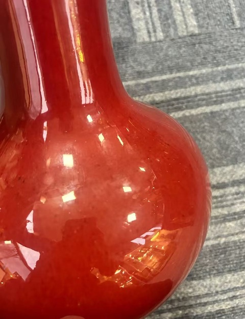 古玩陶瓷清晚期 郎窯紅釉天球瓶真品鑒賞圖