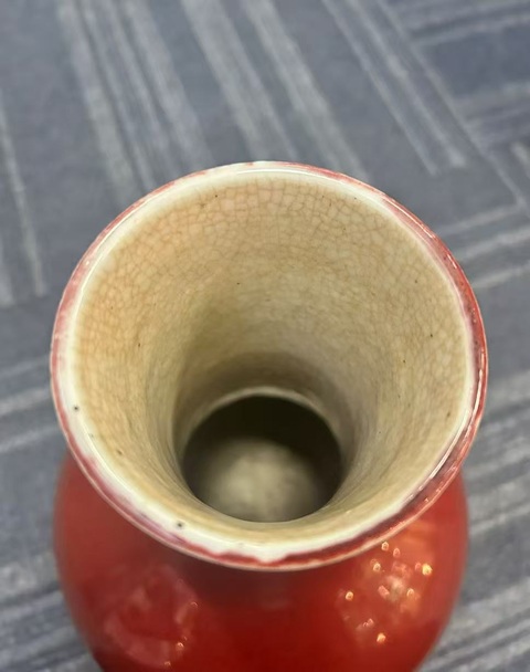 古玩陶瓷清晚期 郎窯紅釉天球瓶真品鑒賞圖