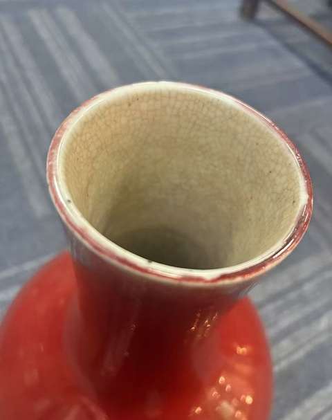 古玩陶瓷清晚期 郎窯紅釉天球瓶真品鑒賞圖