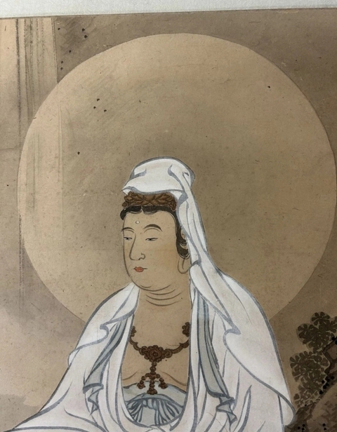 古玩字畫鄧芬款觀音菩薩造像真品鑒賞圖