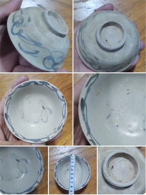 古玩陶瓷明代青花云氣紋碗真品鑒賞圖