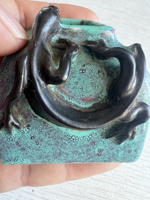 古玩陶瓷爐鈞釉四方水盂真品鑒賞圖