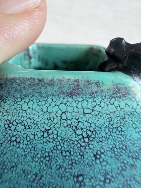 古玩陶瓷爐鈞釉四方水盂真品鑒賞圖