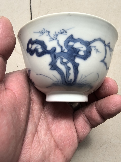 古玩陶瓷青花三娘教子圖茶碗真品鑒賞圖