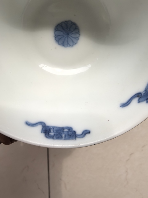 古玩陶瓷青花三娘教子圖茶碗真品鑒賞圖