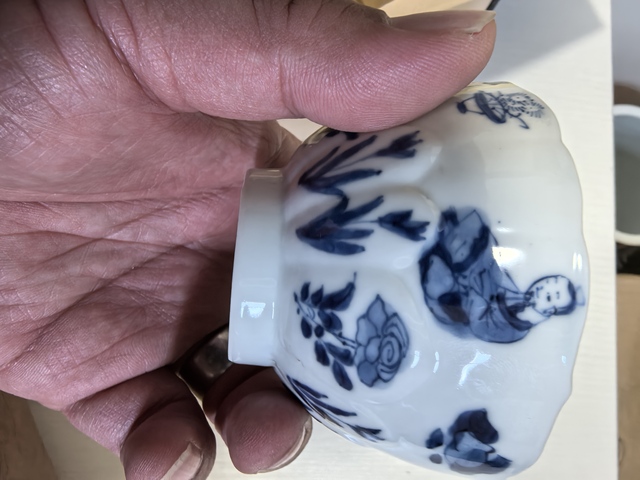古玩陶瓷青花人物故事紋茶碗真品鑒賞圖