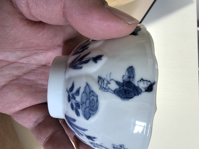 古玩陶瓷青花人物故事紋茶碗真品鑒賞圖