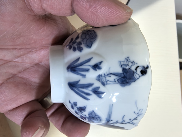 古玩陶瓷青花人物故事紋茶碗真品鑒賞圖