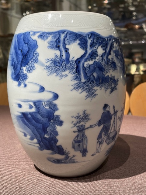 古玩陶瓷青花人物故事紋蓮子罐真品鑒賞圖