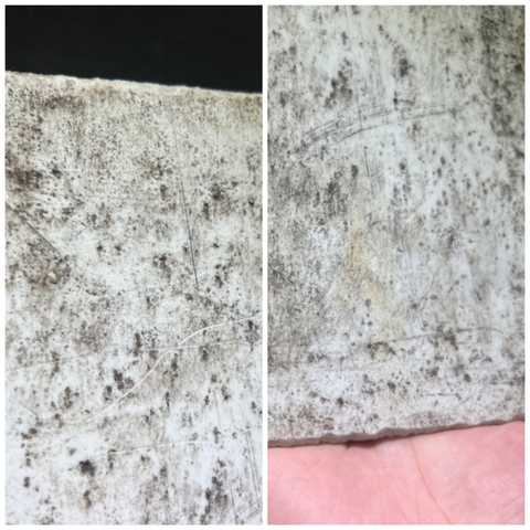 古玩陶瓷墨彩洞石竹葉紋瓷板（老胎后加彩）真品鑒賞圖