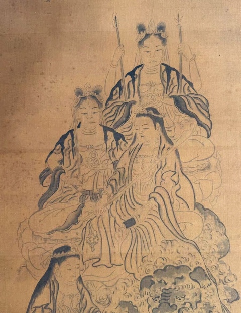 古玩字畫水墨絹本佛造像立軸真品鑒賞圖