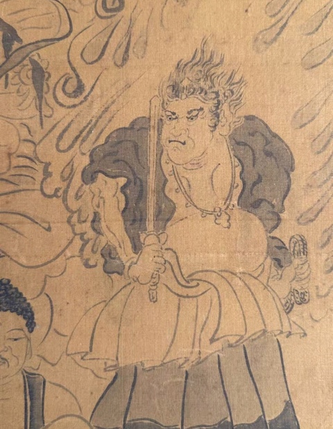 古玩字畫水墨絹本佛造像立軸真品鑒賞圖