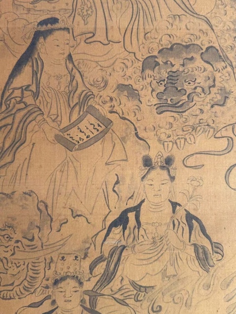 古玩字畫水墨絹本佛造像立軸真品鑒賞圖