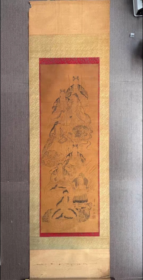 古玩字畫水墨絹本佛造像立軸真品鑒賞圖