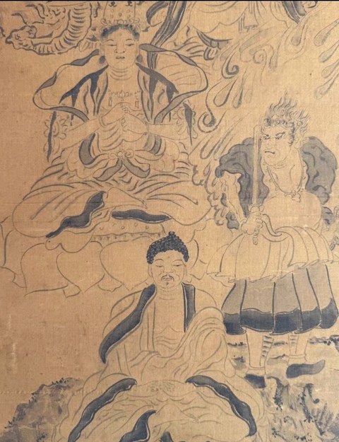 古玩字畫水墨絹本佛造像立軸真品鑒賞圖