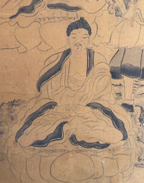 古玩字畫水墨絹本佛造像立軸真品鑒賞圖