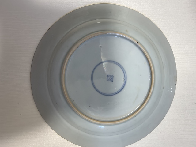 古玩陶瓷青花五彩花卉紋盤真品鑒賞圖