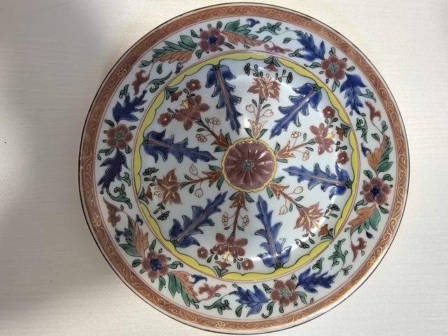 古玩陶瓷青花五彩花卉紋盤真品鑒賞圖