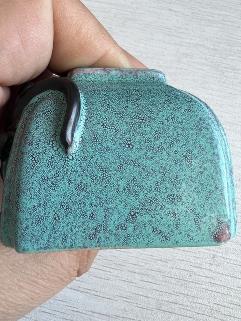 古玩陶瓷爐鈞釉四方水盂真品鑒賞圖