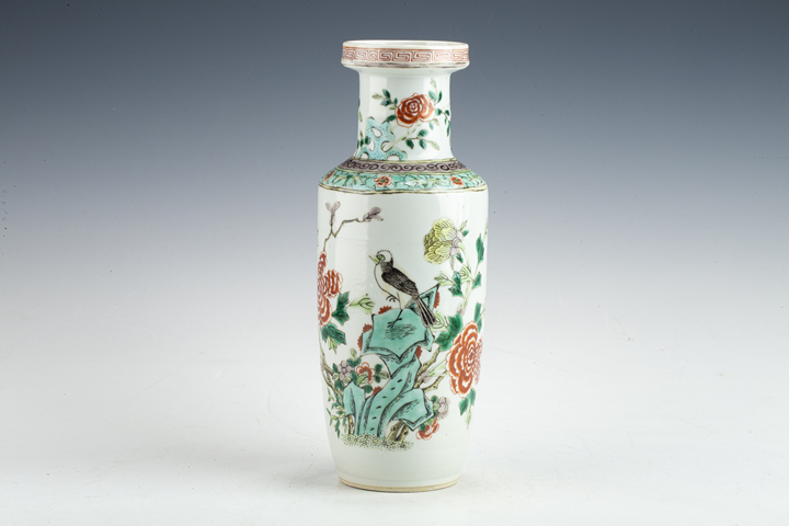 古玩陶瓷清晚·五彩富貴白頭紋棒槌瓶真品鑒賞圖